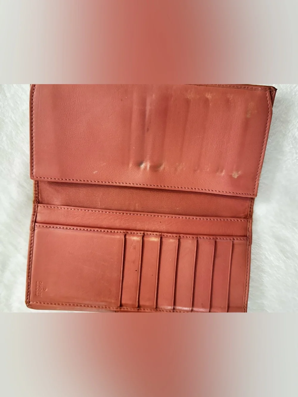 Gucci Vintage Pink Brown & Beige Monogram Canvas Heart Snap Wallet - Picture 4 of 10